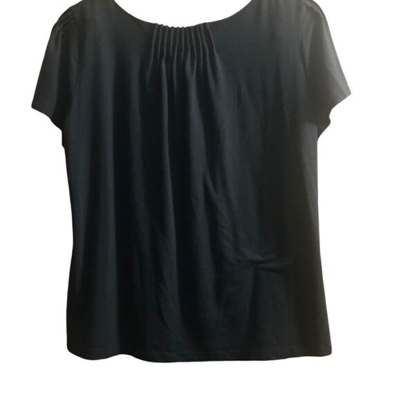 Harve Benard Women’s XL Pullover Blouse Square Neck Flutter Cap Sleeves Black - Picture 4 of 4